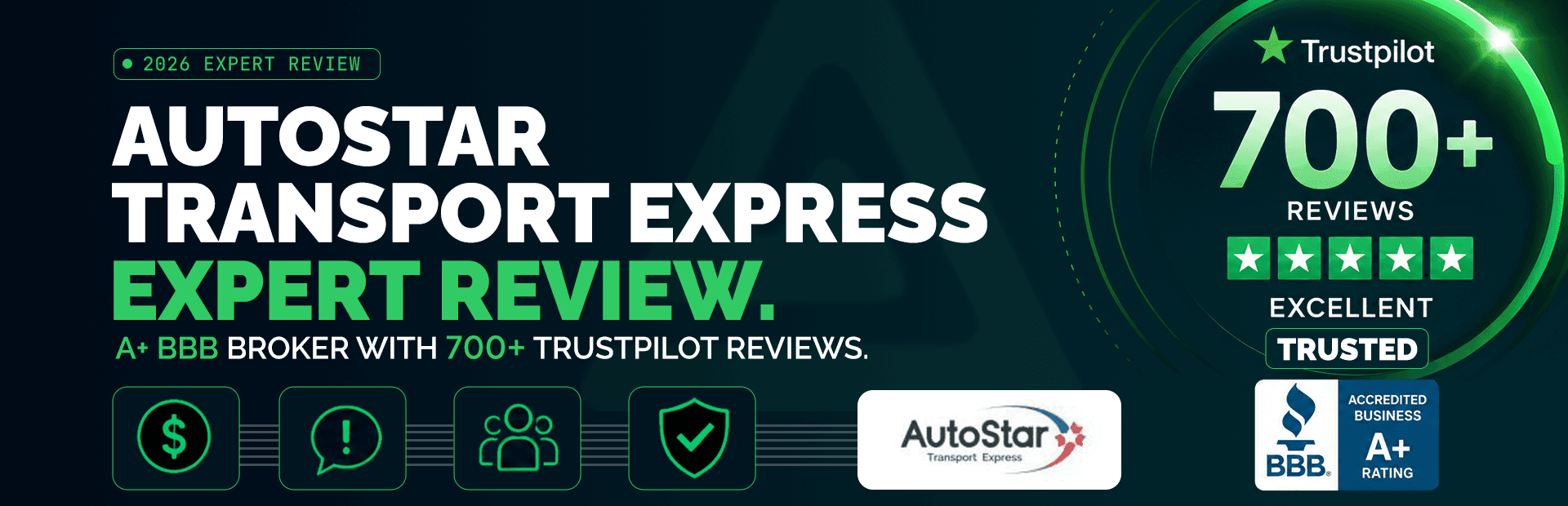 AutoStar Transport Express expert review: A+ BBB broker with 700+ Trustpilot reviews