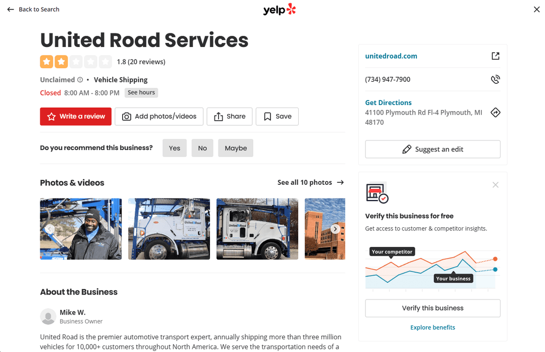 United Road Services reviews