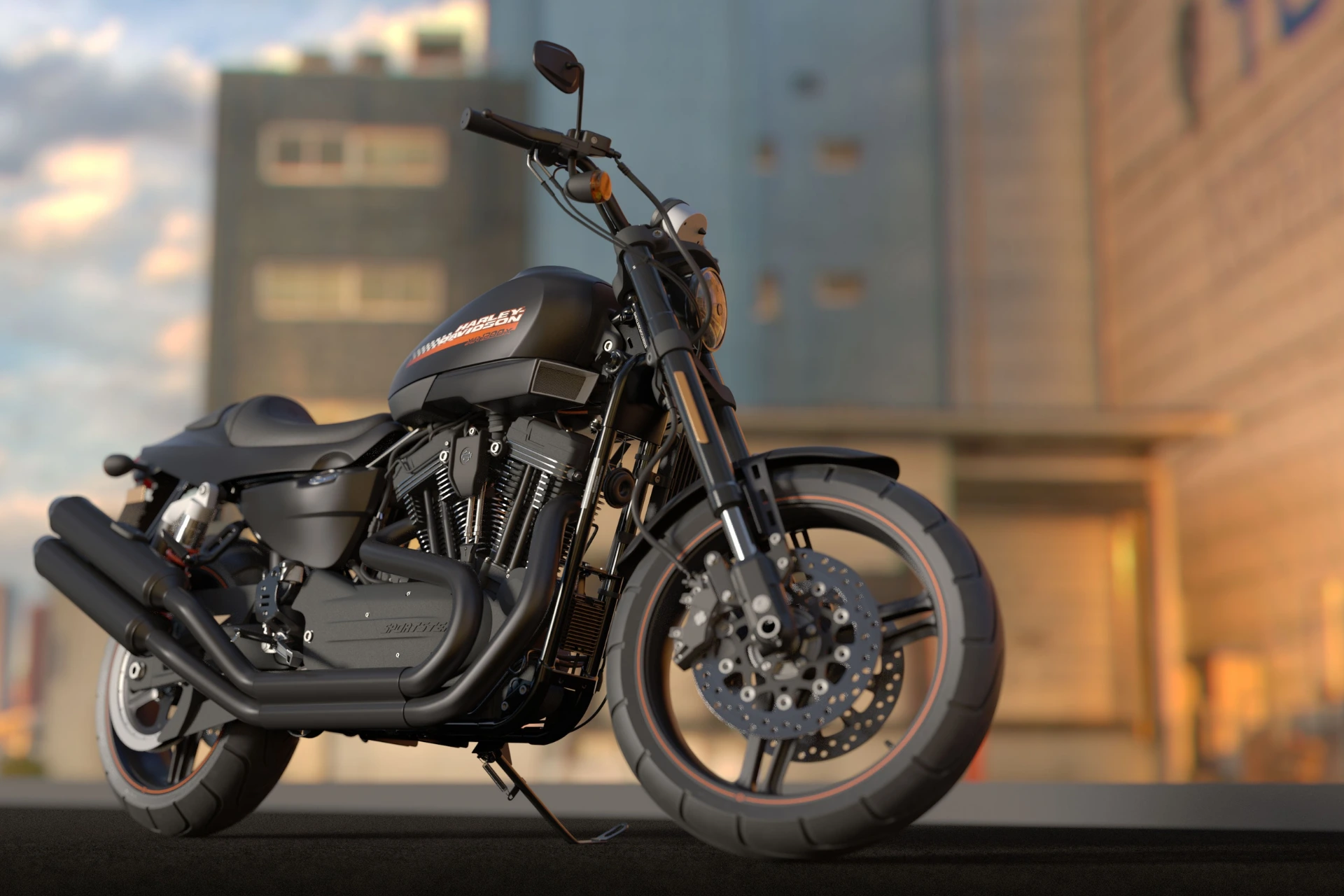 Custom modified motorcycle secured inside an enclosed transport trailer for safe shipping