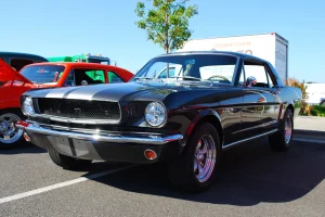 classic black Ford Mustang, showcasing the type of vehicle you would be shipping classic cars.