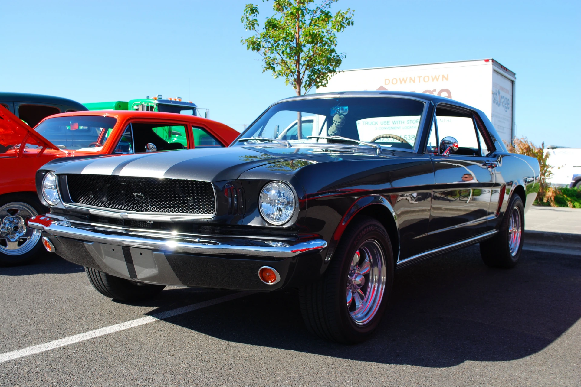 classic black Ford Mustang, showcasing the type of vehicle you would be shipping classic cars.